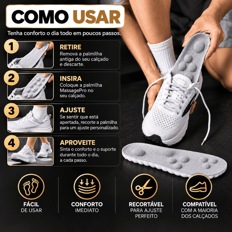 Palmilha MassagePro™ - Mais conforto, menos dor