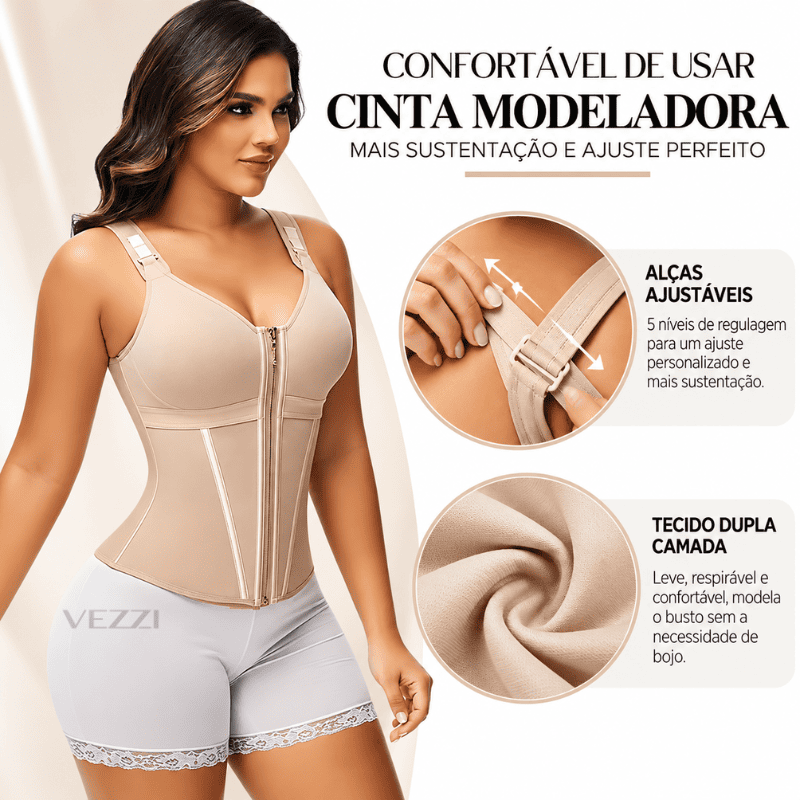 Colete Cinta Modeladora BodyVezzi™ – Modela, Sustenta e Define Suas Curvas + Brindes
