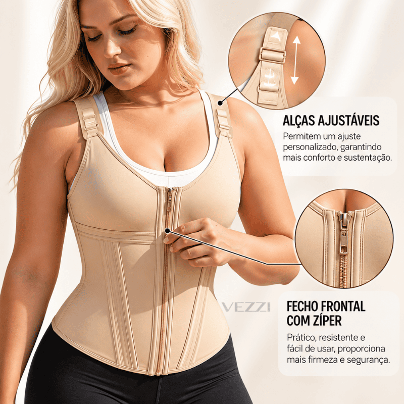 Colete Cinta Modeladora BodyVezzi™ – Modela, Sustenta e Define Suas Curvas + Brindes