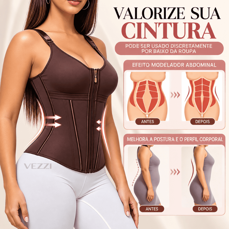 Colete Cinta Modeladora BodyVezzi™ – Modela, Sustenta e Define Suas Curvas + Brindes