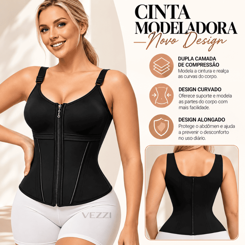 Colete Cinta Modeladora BodyVezzi™ – Modela, Sustenta e Define Suas Curvas + Brindes