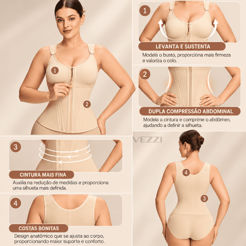 Colete Cinta Modeladora BodyVezzi™ – Modela, Sustenta e Define Suas Curvas + Brindes
